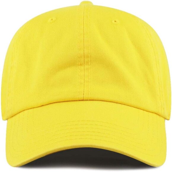 Men's Yellow Baseball Cotton Denim Running Golf Washed Low Classic Hat Cap - Picture 4 of 8